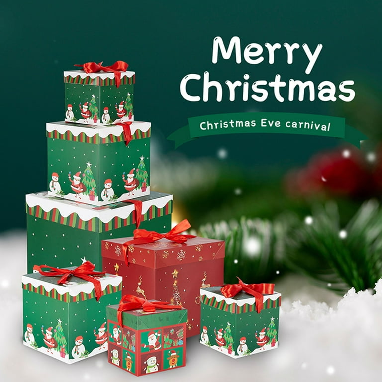 Bobasndm 3Pcs Christmas Gift Boxes, Buffalo Plaid Christmas