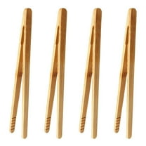 Bobasndm 4Pcs Reusable Classic Bamboo Toast Tongs - Wooden Kitchen Tongs, Great for Toaster, Fruit, Bread and Pickles, Kitchen Utensils for Bread, Bacon Buns, Fruits, 7" Long