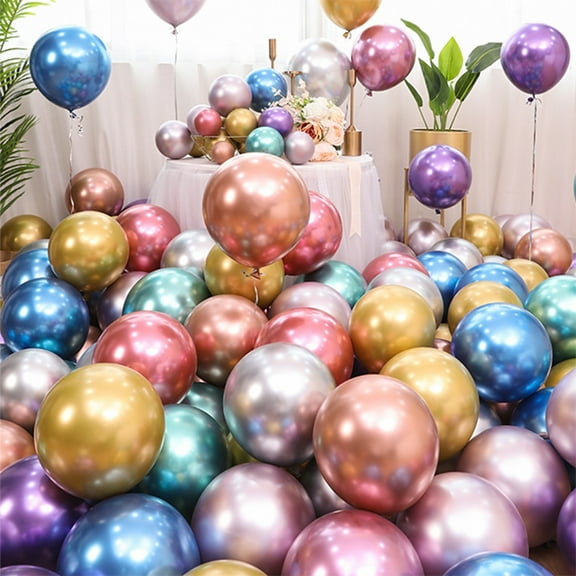 Bobasndm 50Pcs 5 Inches Metallic Balloon Shiny Multi-colors Thicker Leakproof Anti-burst Scene Layout Tear-resistant Wedding Party Decor Latex Balloon for Indoor