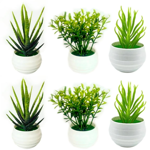 Bobasndm 6Pack Artificial Succulent Plants with Pots, Small Fake Succulents, Indoor Faux Succulent Plants for Windowsills Bedroom Desk Bathroom Office Home Decor