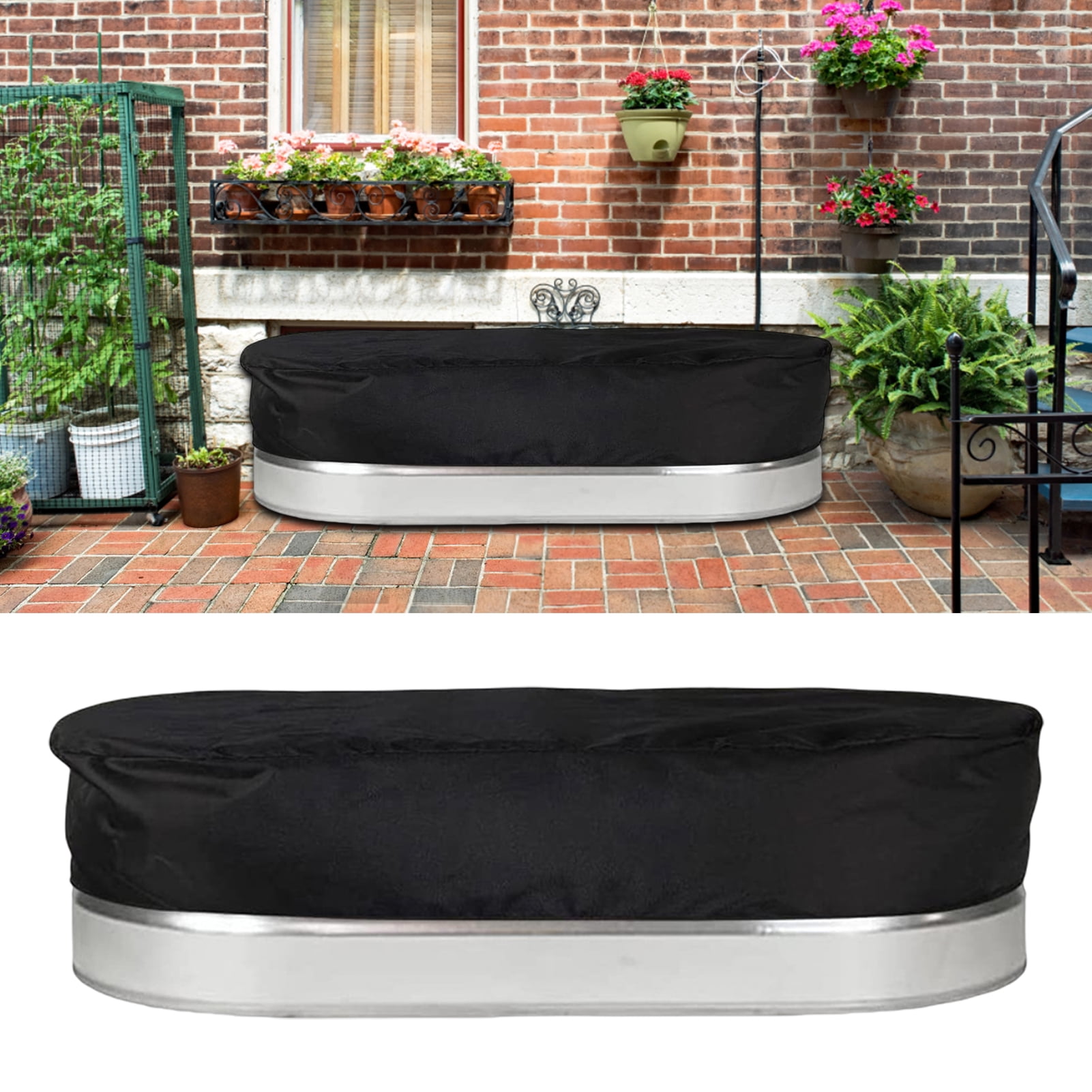 Bobasndm 6ft Oval Stock Tank Pool Cover for Round End Stock Tank Farm