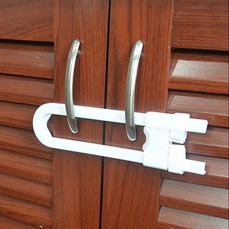 Child Proof Sliding Cabinet Door Code Locks Baby Safety Cupboard Locks  Adjustable U Shaped Cabinet Latches for Knob Handle Drawers Closet (4 PCS