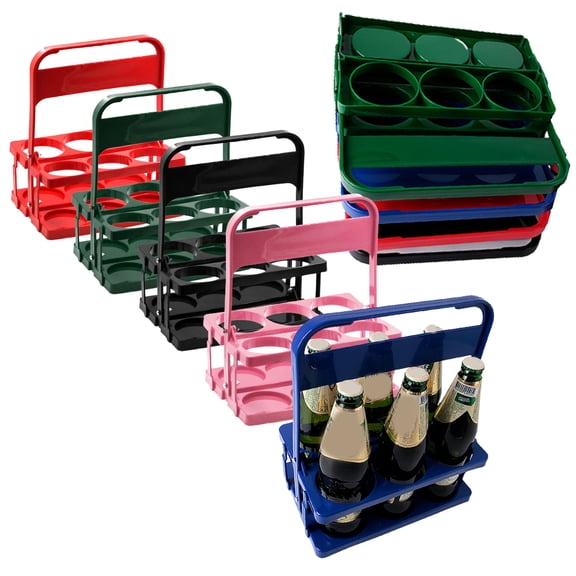 Bobasndm Collapsible Plastic Drink Holder 6 Cup Reusable Drink Delivery Beer Bottle Holder with Handle for Parties,Restaurant