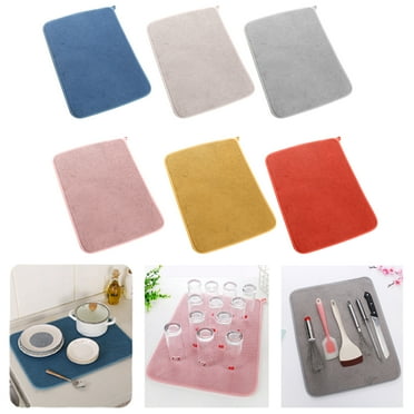 Bobasndm Dish Drying Mat for Kitchen Counter, Super Absorbent Dish Drying Pads, Microfiber Drying Mat, Quick Dish Draining Mat