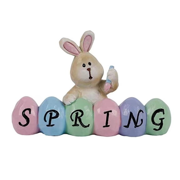 Bobasndm Easter Figurine Decoration Easter Bunny Tabletopper Happy Easter Rabbit with Egg Centerpiece Spring Farmhouse Tabletop for Easter Home Office House Party Decoration Accessories