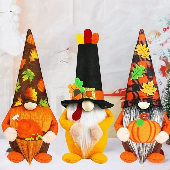 Bobasndm Fall Gnomes, Autumn Decorations for Home with Pumpkin, Fall Table Decorations, Gnomes for Home, Farmhouse Indoors, Swedish Gnomes Handmade Fall Decor, Thanksgiving Gifts