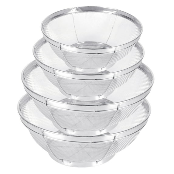 Bobasndm Kitchen Stainless Steel Mesh Colander Fine Mesh Colander Strain Bowl Drainer Rice Washing Bowl Strainer Sifter for Rice Pasta Noodle Vegetable Fruit