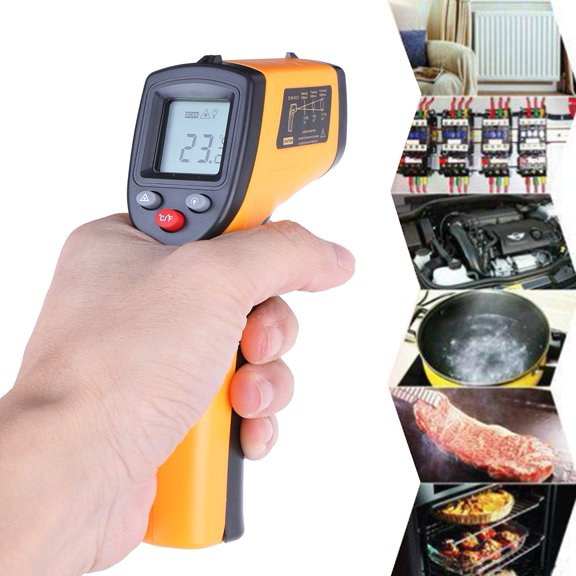 Bobasndm LCD Laser Digital Infrared Thermometer Handheld Temperature Meter Non-Contact Thermometer,Infrared Thermometer for Industrial Kitchen Cooking Ovens