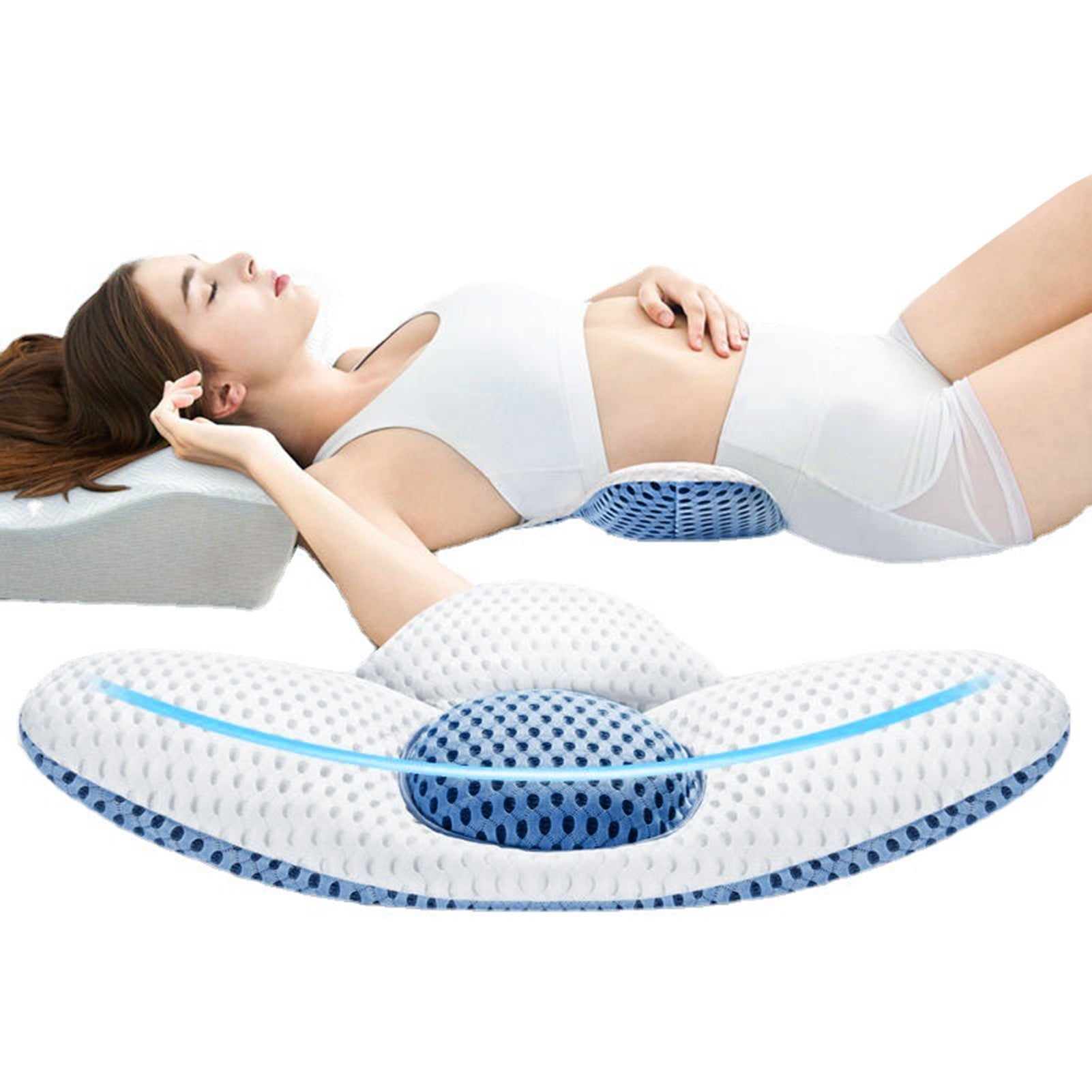 Bobasndm Lumbar Support Pillow for Sleeping, 3D Air Mesh Back Pillow for Bed, Adjustable Height Lumbar Pillow for Lower Back Pain Relief, Soft Back Support Pillow