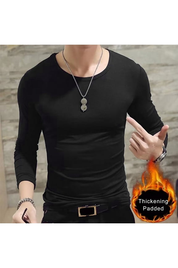 Mens Thermal Underwear Tops, Fleece Lined Long Sleeve Shirt Lightweight Base Layer Undershirt