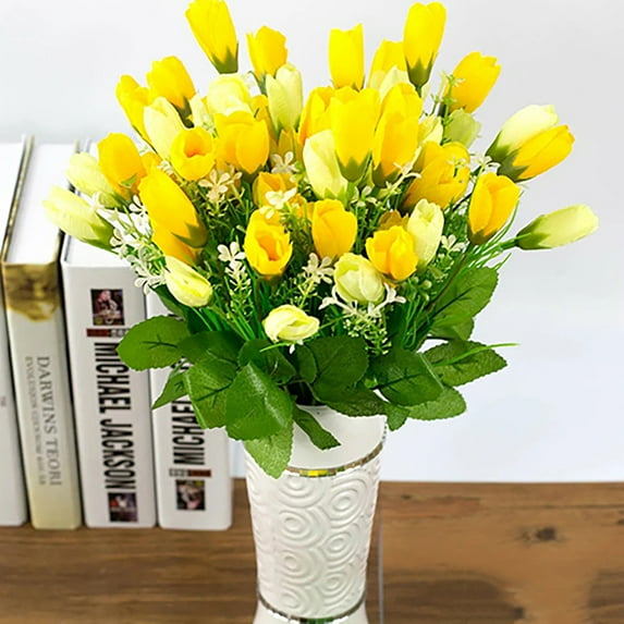 Bobasndm Multicolor Tulips Artificial Flowers Faux Tulip StemsTulips for Easter Spring Wreath Wedding Bouquet Centerpiece Floral Arrangement Cemetery Table Décor