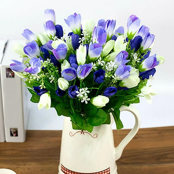 Bobasndm Multicolor Tulips Artificial Flowers Faux Tulip StemsTulips for Easter Spring Wreath Wedding Bouquet Centerpiece Floral Arrangement Cemetery Table Décor