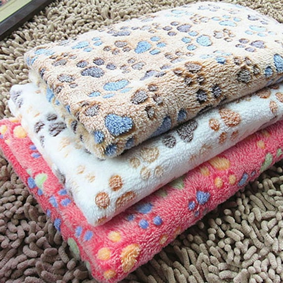 Bobasndm Pet Blanket Soft Warm Comfy Fleece Cute Paw Bone Printed Cat Dog Bed Cushion for Home