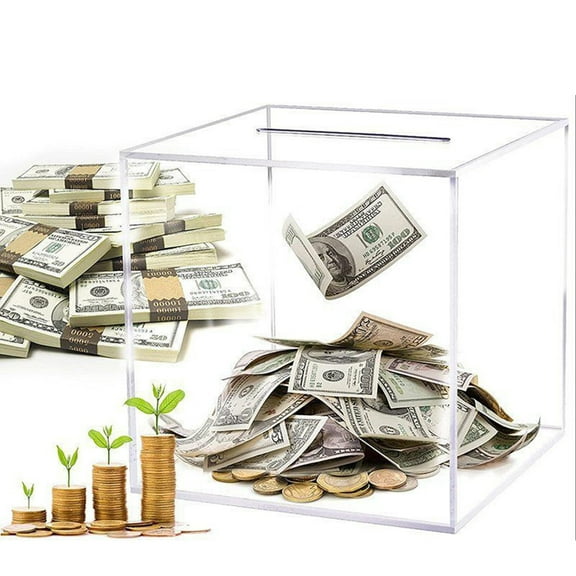 Bobasndm Piggy Bank for Adults,Unbreakable Acrylic Money Bank Savings Box for Real Money,Clear Piggy Banks Must Break to Open,Perfect for Gifts and Home Decorations