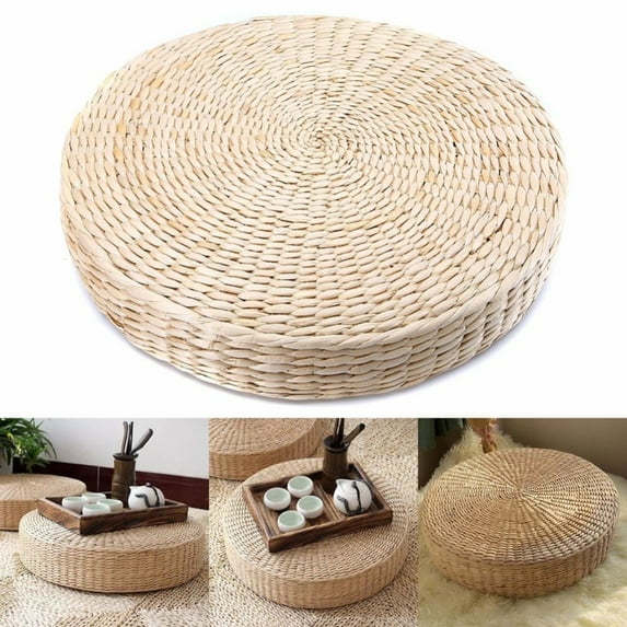 Bobasndm Seat Cushion, Rattan Tatami Cushion Breathable Widely Applied Comfortable Round Straw Weave Handmade Pillow for Floor (40cm)