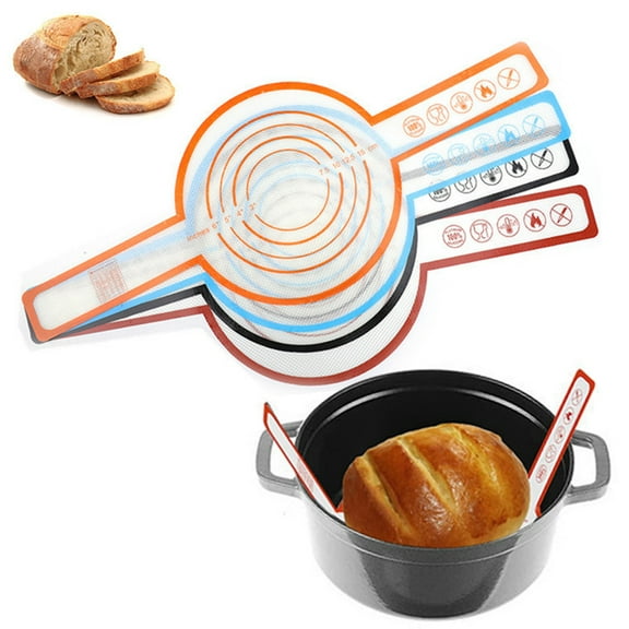 Bobasndm Silicone Baking Mat for Dutch Oven Bread Baking，Reusable Non-stick Bread Baking Mat Silicone Dutch Oven Liner with Long Handles