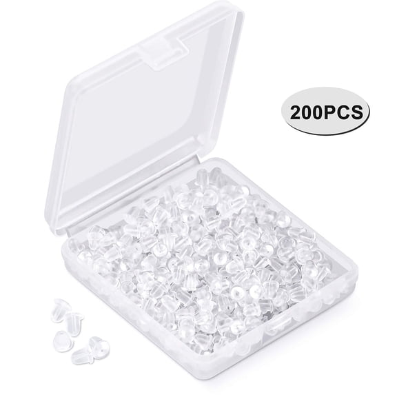 Bobasndm Silicone Earring Backs Earring Backings 200 Pcs Soft Clear Ear Safety Back Pads Backstops Clutch Stopper Replacement for Fish Hook Earring Studs Hoops, Diameter 4mm