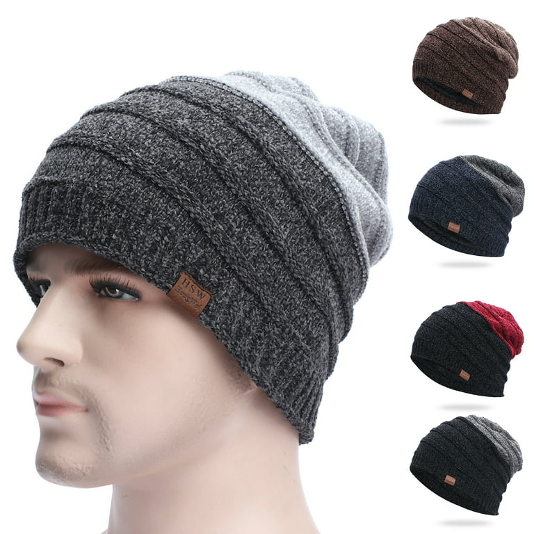 Bobasndm Slouchy Beanie for Men Winter Hats for Guys Cool Beanies Mens  Lined Knit Warm Thick Skully Stocking Binie Hat 