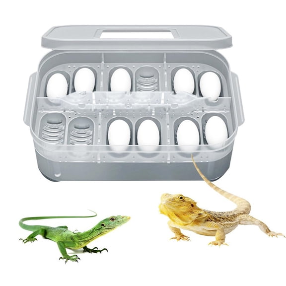 Bobasndm Small Pet Egg Incubator for Reptile,Lizard,Gecko,Snake with 12 Grids,Home Egg Hatchery Breeding Box Case Incubator 12 Grids