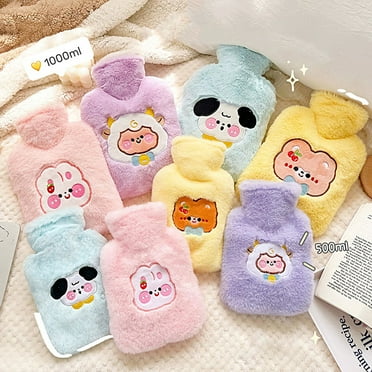Bobasndm Tummy Warmers Hot Water Bottle Rubber Bag Cute Cartoon Warm Relaxing Safe Heat Cold Large Plush Cloth Hot Water Bag