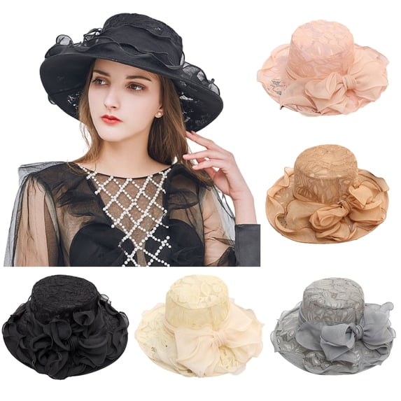 Bobasndm Womens Kentucky Derby Church Dress Hat Wide Brim Leaf Flower Bridal Shower Hat