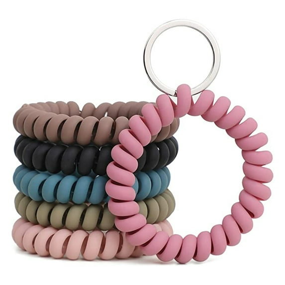 Bobasndm Wristband Bracelet Allergy Free 5Pcs Spiral Keychain Wrist Coil Comfortable to Wear Great for Girl
