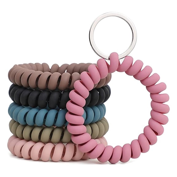 Bobasndm Wristband Bracelet Allergy Free 5Pcs Spiral Keychain Wrist Coil Comfortable to Wear Great for Girl