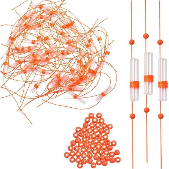 Bobber Stops for Fishing Floats,100Pack Slip Bobber Stop String Knots with Plastic Beads