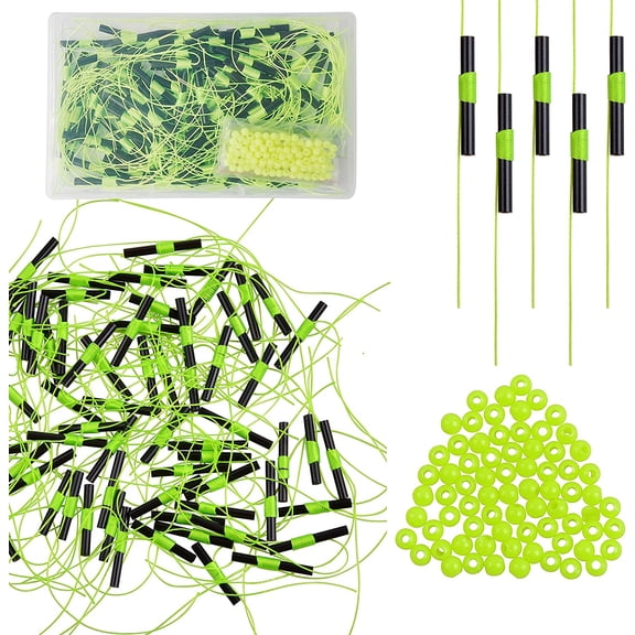 Bobber Stops for Fishing Floats,100Pack Slip Bobber Stops String Knots with Plastic Beads