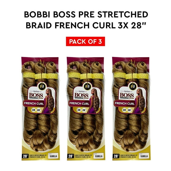 Bobbi Boss Jumbo Braid Pre-Stretched French Curl 3x 28" ( T1B/27 Off Black / Honey ) 3 Pack