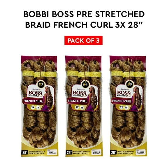 Bobbi Boss Jumbo Braid Pre-Stretched French Curl 3x 28" ( T1B/BG Off Black / Burgundy ) 3 Pack
