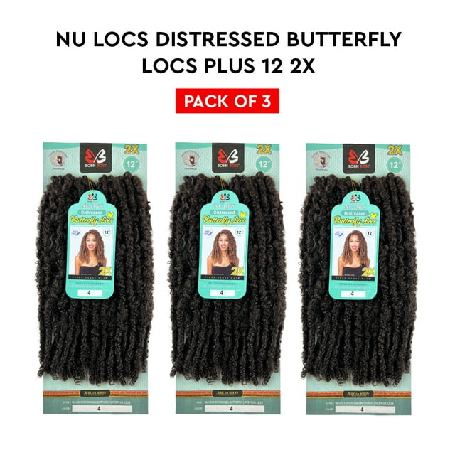 Bobbi Boss Nu Locs 2x Butterfly Locs Plus 12” ( 1 Jet Black ) 3 Pack