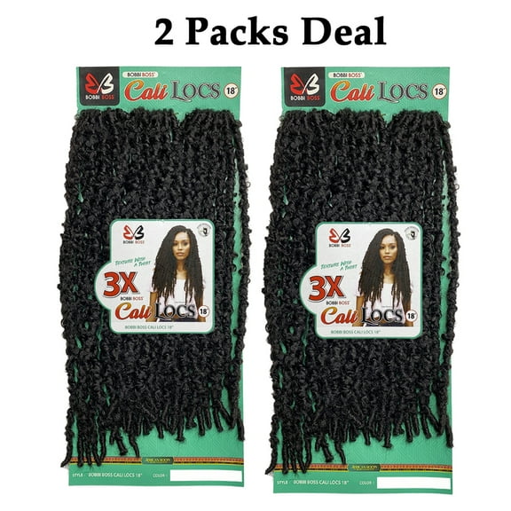 Bobbi Boss Nu Locs Synthetic Hair Crochet Braid Loop 3x Butterfly Locs Cali Locs 18 ( #1B Off Black - 2 Packs )