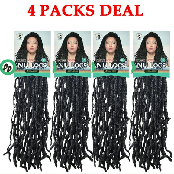Bobbi Boss Synthetic Hair Crochet Braids Loop Nu Locs 14" ( 4 Packs 1 Jet Black )
