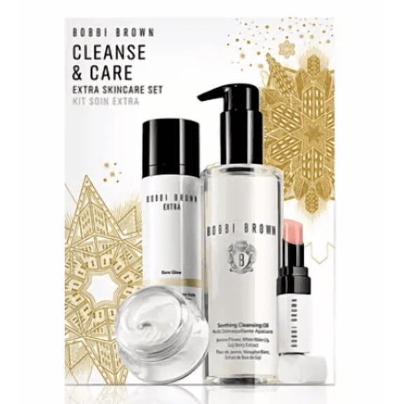 Bobbi Brown Cleanse & Care Extra Skincare Set- Soothing Cleansing Oil + Extra Lip Tint, Eye Cream, & Moisture Balm
