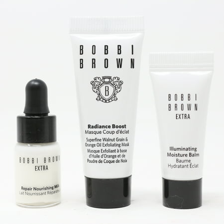 Bobbi Brown Mini Glow 3pc Set Extra Illuminating Moisture Balm 5ml + Radiance Boost Mask 7ml + Extra Repair Nourishing Milk 3ml