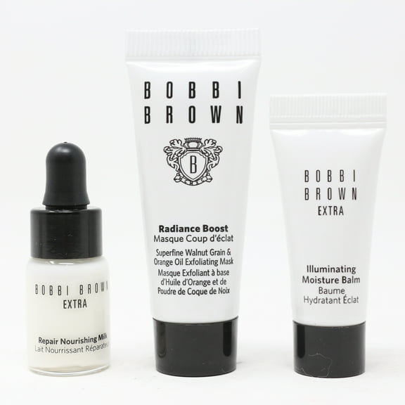 Bobbi Brown Mini Glow 3pc Set
Extra Illuminating Moisture Balm 5ml + Radiance Boost Mask 7ml + Extra Repair Nourishing Milk 3ml