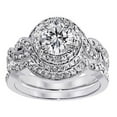 thumbnail image 1 of Bobbi Wedding Ring Set for Women Halo Pave Engagement Wedding Band Ring Set Ginger Lyne Collection, 1 of 5