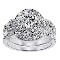 Bobbi Wedding Ring Set for Women Halo Pave Engagement Wedding Band Ring Set Ginger Lyne Collection