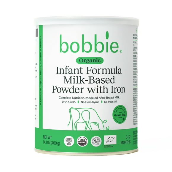 Bobbie Organic Original Infant Formula For Everyday Feeding, Milk-Based Powder with 1.2mg Iron, Skim Milk Recipe, Certified USDA Organic, 14.1 oz Can