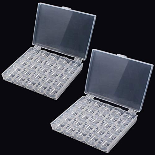 Bobbin Box,Machine Bobbin Organizer Plastic Case,Transparent 25 Slots Empty Bobbins Spools BoxSewing Craft Plastic Case Storage Box for Sewing Machine