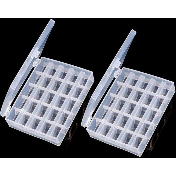 Bobbin Box,Machine Bobbin Organizer Plastic Case,Transparent 25 Slots Empty Bobbins Spools BoxSewing Craft Plastic Case Storage Box for Sewing Machine