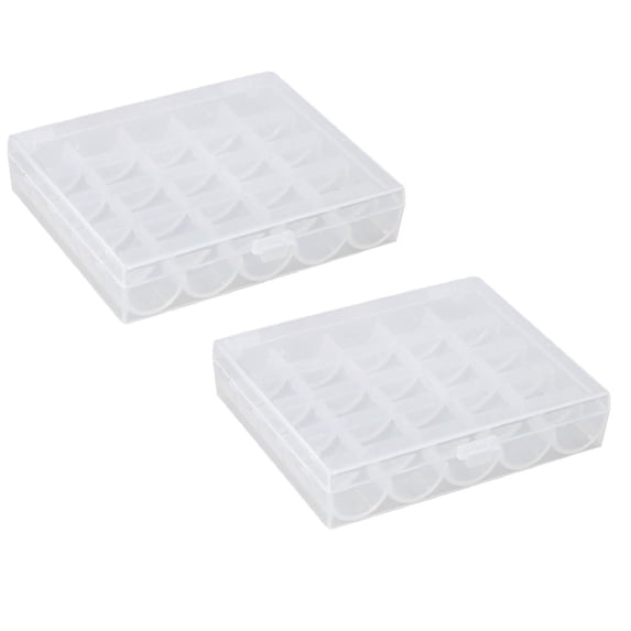 Bobbin Box, Machine Bobbin Organizer Plastic Case, Transparent 25 Slots Empty Bobbins Spools Box, Sewing Craft Plastic Case Storage Box for Sewing Machine