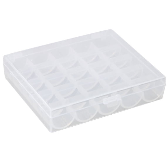 Bobbin Box,Transparent 25 Empty Bobbins Spools Box,Machine Bobbin Organizer Plastic Case,Home Sewing Tool Accessories,Sewing Craft Plastic Case Storage Box for Sewing Machine(Clear)