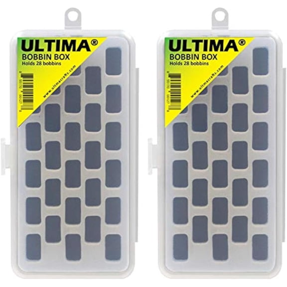 Bobbin Cases, Two Pack  Two Plastic See Through Bobbin Storage Boxes  Each Bobbin Holder Holds 28 Class-15 (SA156) Bobbins