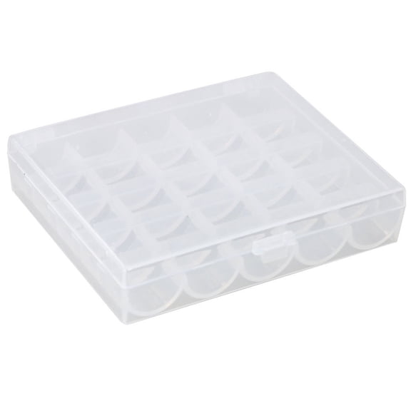 Bobbin Holder, Clear Bobbin Case, 25 Slots Empty Bobbins Spools Box, Sewing Craft Plastic Case Storage Box for Sewing Machine, 1 Pcs, 4.72x3.94x0.98"