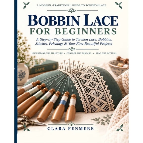Bobbin Lace for Beginners: A Step-by-Step Guide to Torchon Lace, Bobbins, Stitches, Prickings & Your First Beautiful Pro, (Paperback)