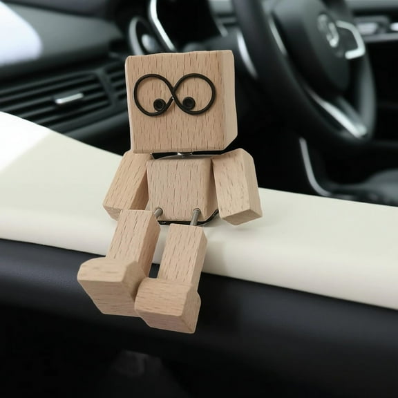 Bobble Head Figure, Wooden Car Ornament, Desktop Bobblehead, Cute Desk Decor, Shaking Figurine, Car Dashboard Decor, Novelty Gift, Office Desk Toy, Animated Decoration