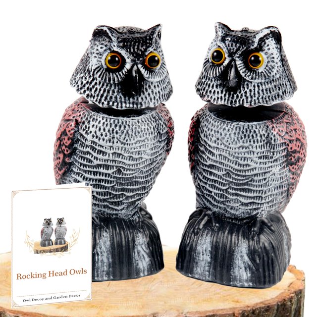 BobbleHead Owl Decoys Sculpture YPF5 to Scare Birds Away, Fake Owl