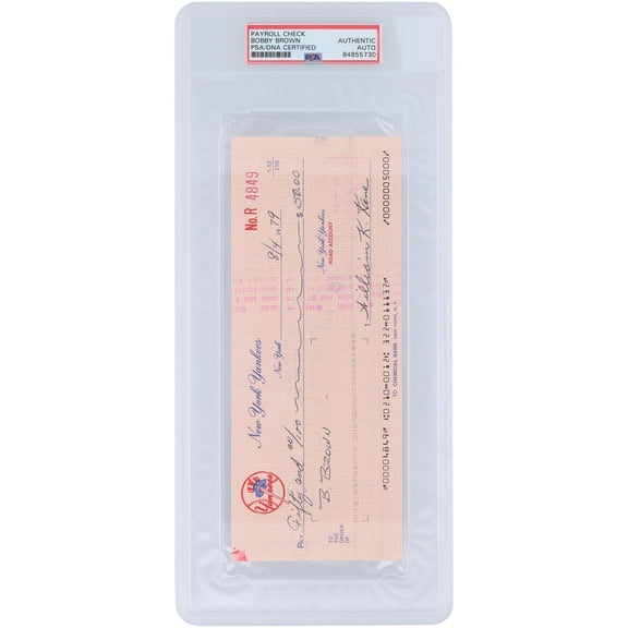 Bobby Brown New York Yankees Autographed Check from August 4, 1979 - PSA 84855730 - Fanatics Authentic Certified